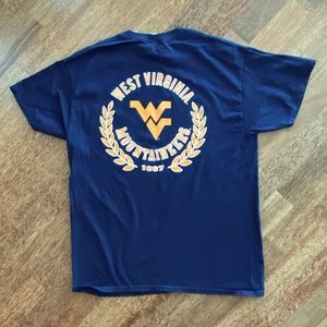 West Virginia University Mountaineers T-Shirt Short Sleeve Blue Gold Mens Large